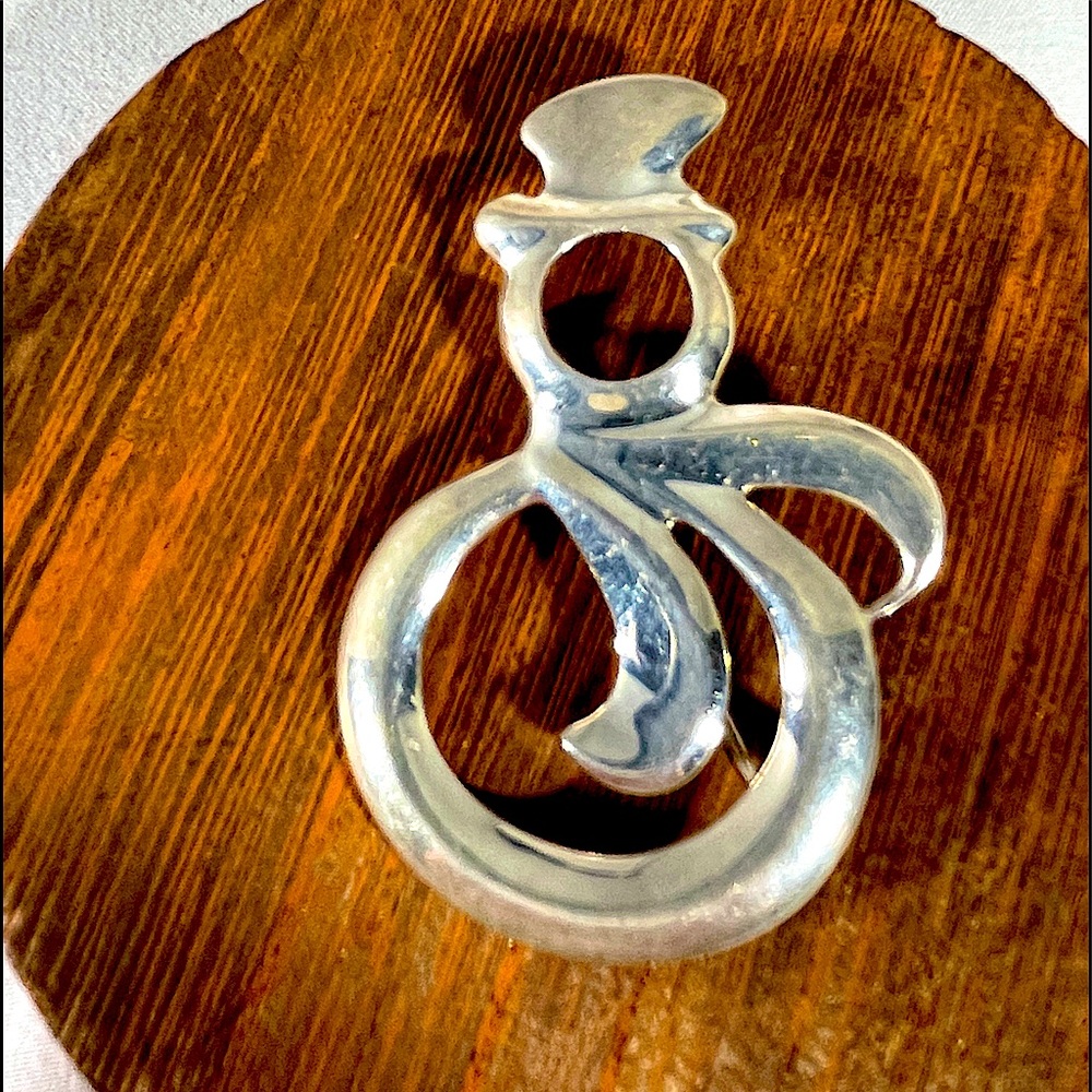 Vintage sterling silver 925 Dobbs snowman brooch pin